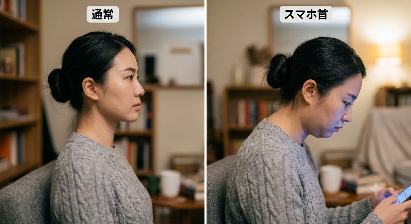 【要注意】その”スマホ首”、フェイスラインを崩しているかも?